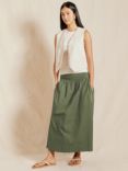 Albaray Jersey Waistband Cotton Maxi Skirt, Khaki