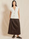 Albaray Jersey Waistband Cotton Maxi Skirt, Chocolate