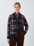 Barbour Tomorrow's Archive Gabriela Check Wool Blend Cardigan, Navy/Red