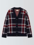 Barbour Tomorrow's Archive Gabriela Check Wool Blend Cardigan, Navy/Red