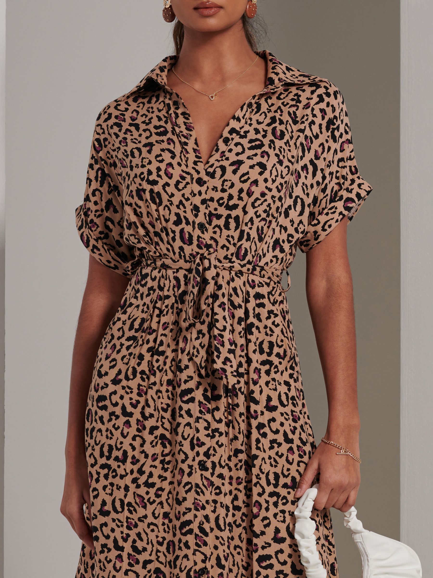 Buy Jolie Moi Shirt Maxi Dress, Neutral Animal Online at johnlewis.com