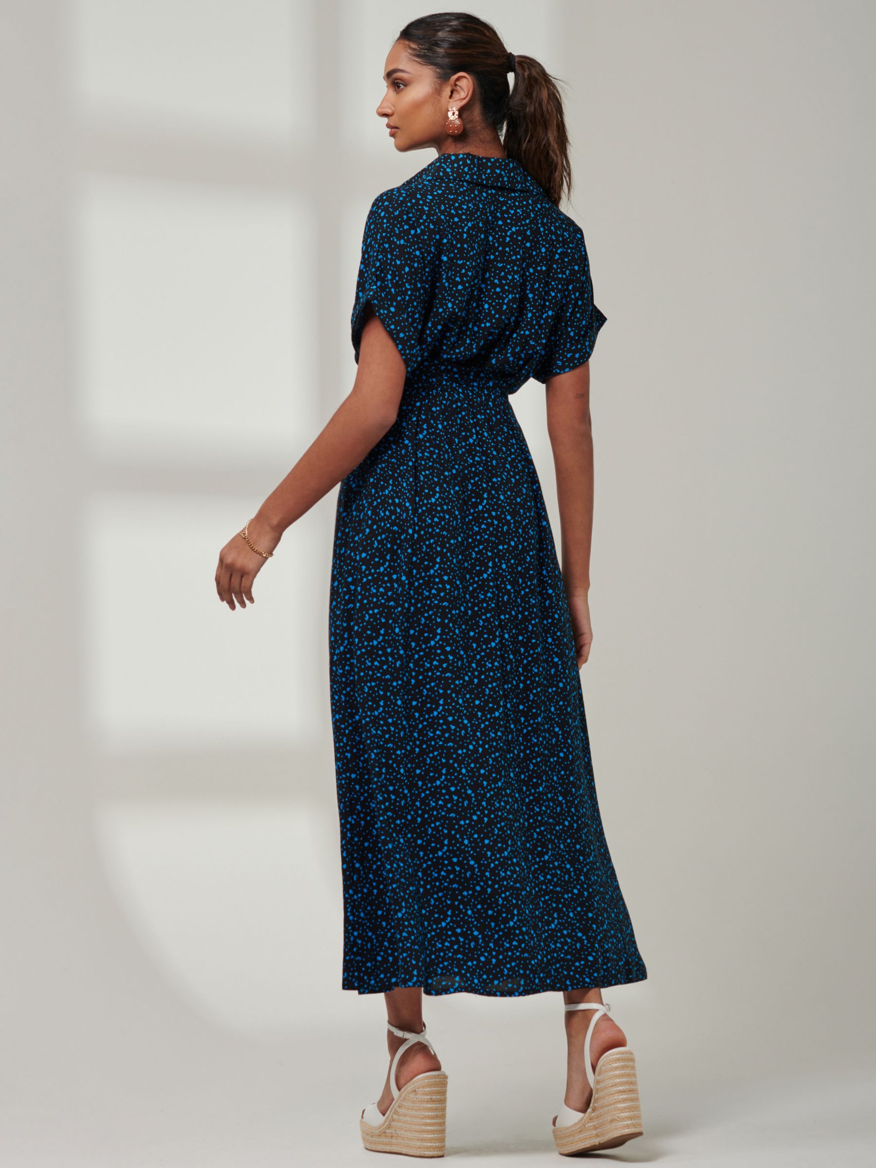 Jolie Moi Animal Print Shirt Maxi Dress, Blue, 8
