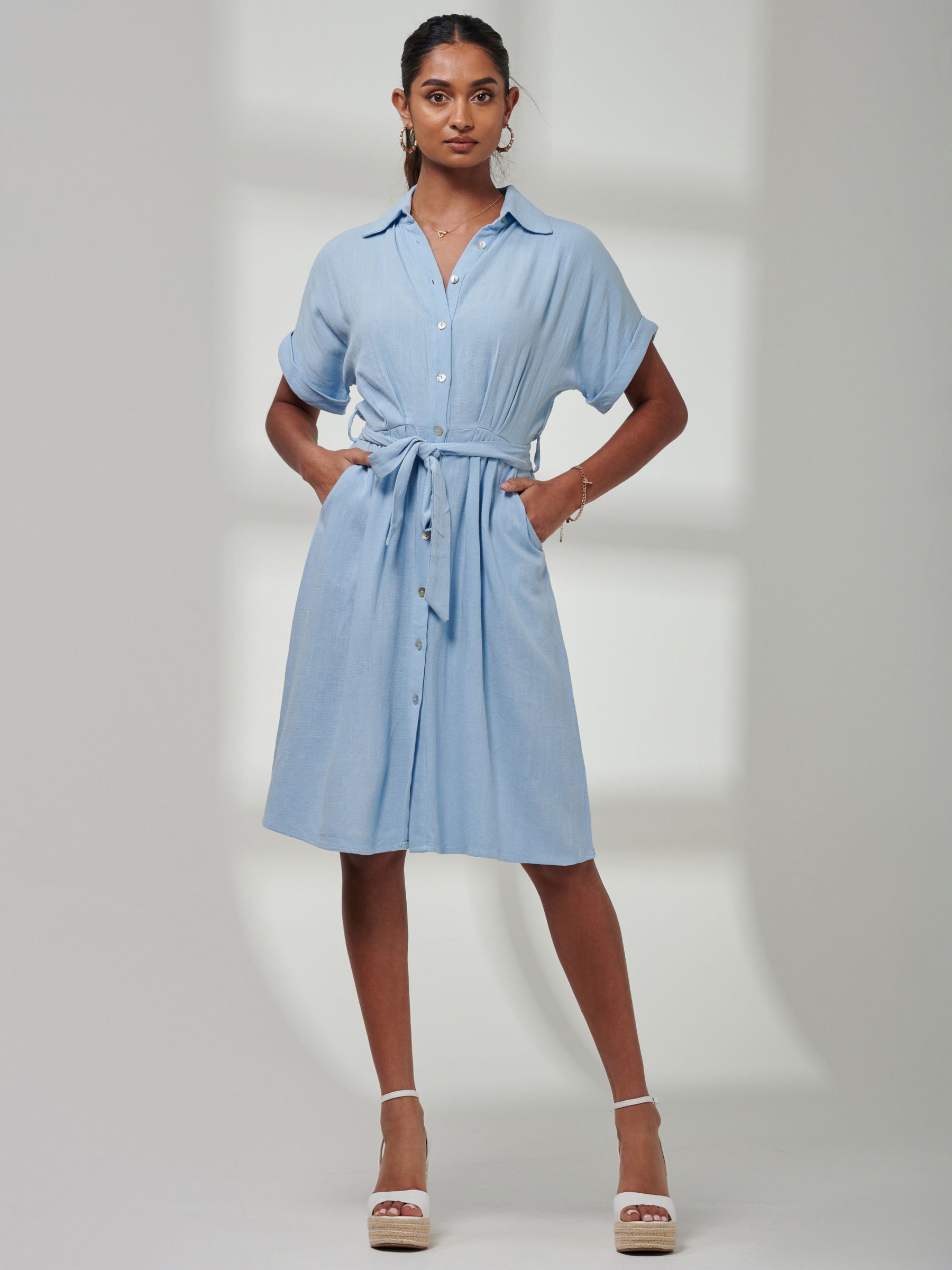 Jolie Moi Olivea Linen Blend Shirt Dress