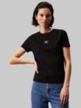 Calvin Klein Woven Logo Ribbed T-Shirt