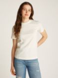Calvin Klein Satin Applique Regular Fit T-Shirt, Ivory