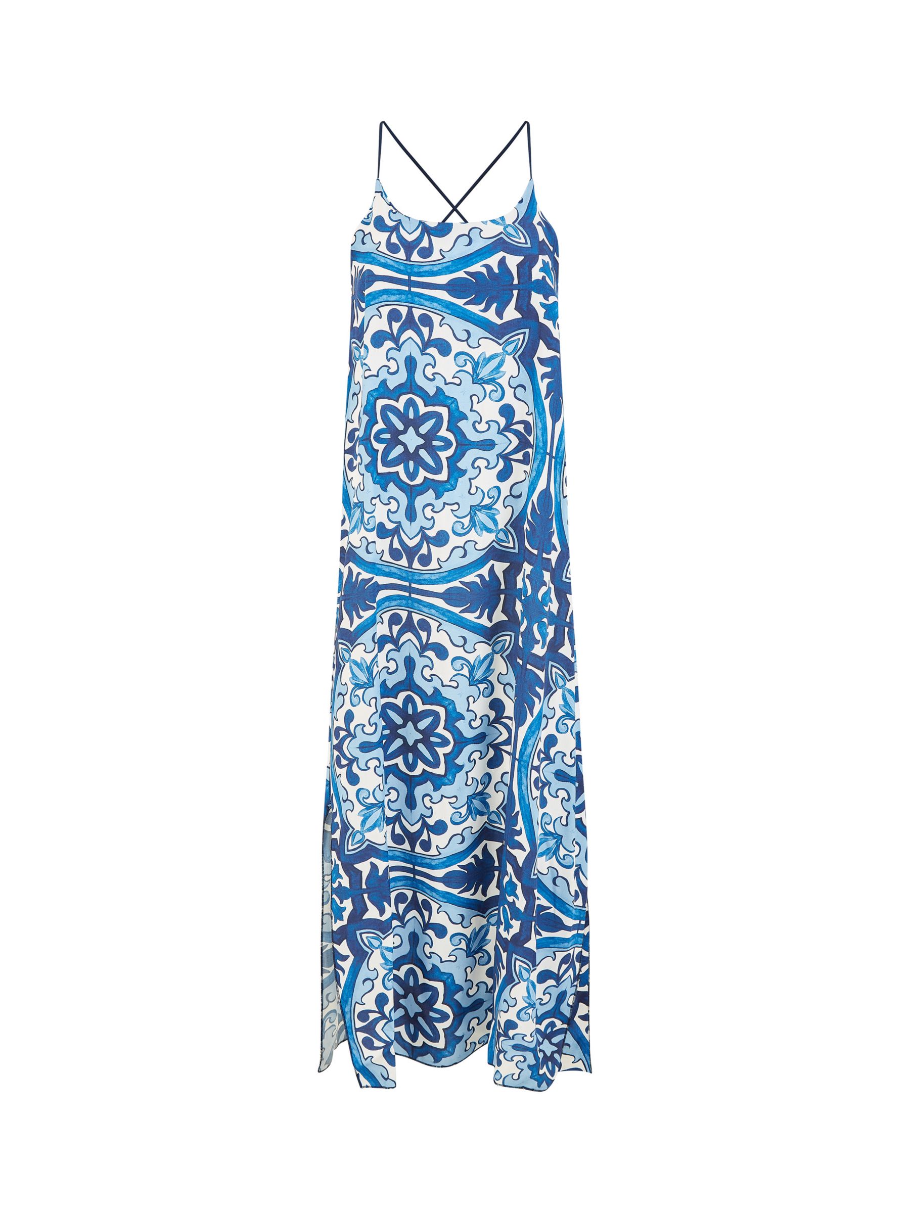 Mela London Tile Print Maxi Dress, Blue, S
