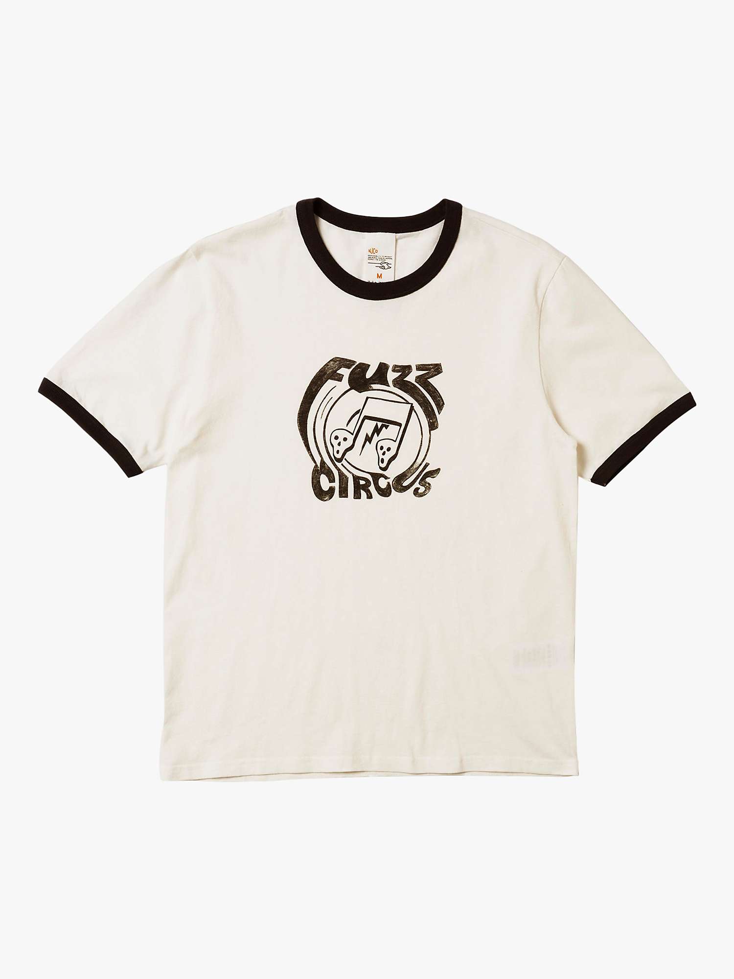 Buy Nudie Jeans Ricky Fuzz Ringer T-Shirt, Offwhite Online at johnlewis.com