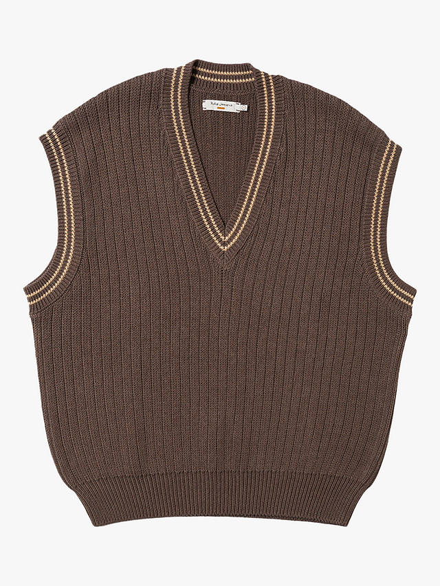 Nudie Jeans Sverre Knitted Vest Jumper, Brown