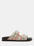 HUSH Raffia Buckle Comfy Footbed Sandals, Multi Colour Stripe