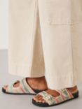 HUSH Raffia Buckle Comfy Footbed Sandals, Multi Colour Stripe