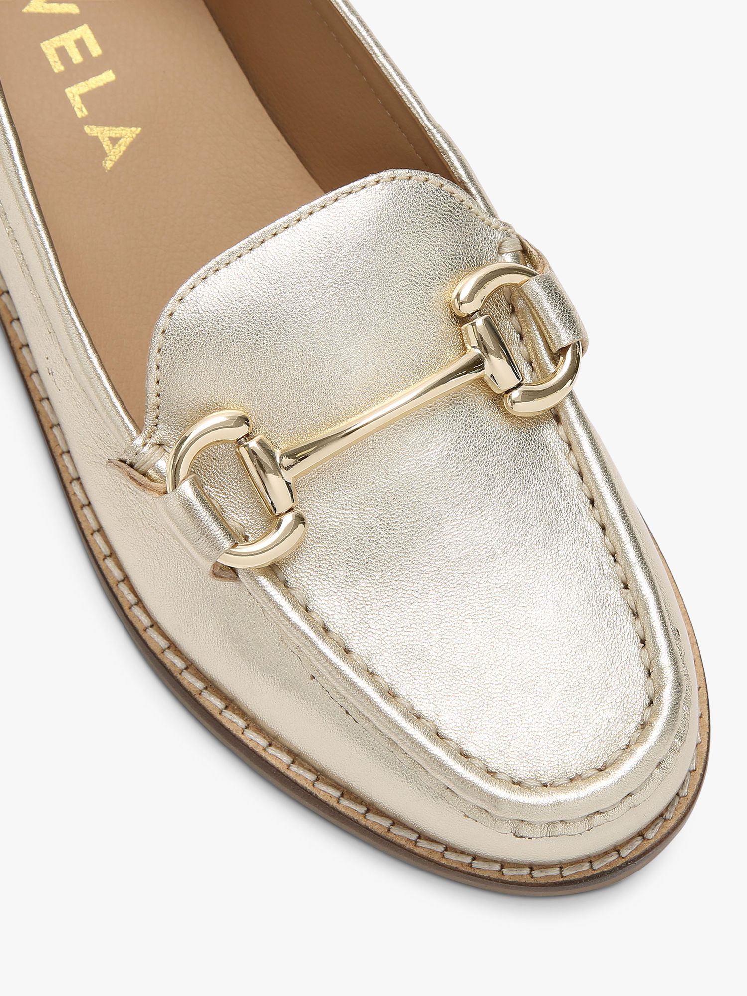 Buy Carvela Snap Leather Slip On Loafers, Gold Online at johnlewis.com