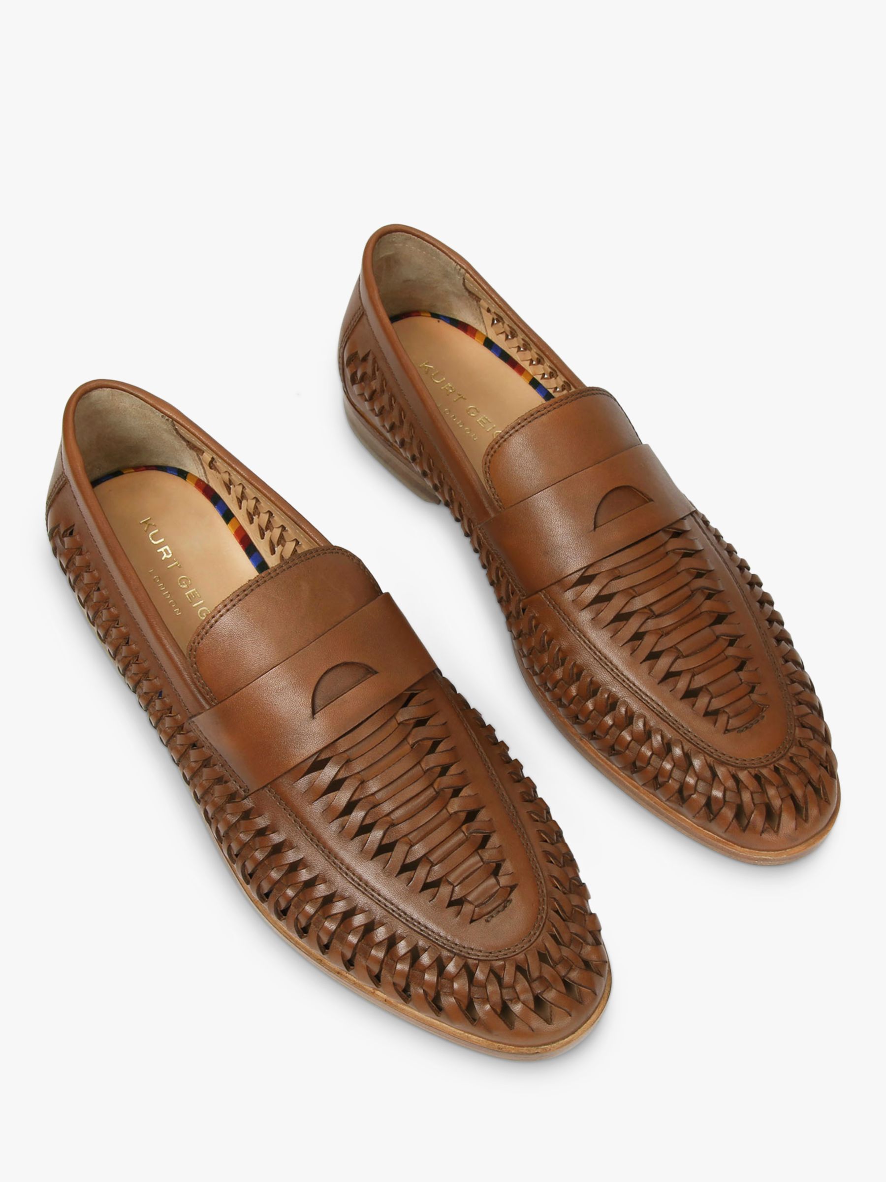 Buy Kurt Geiger London Pablo Woven Leather Loafers, Tan Online at johnlewis.com