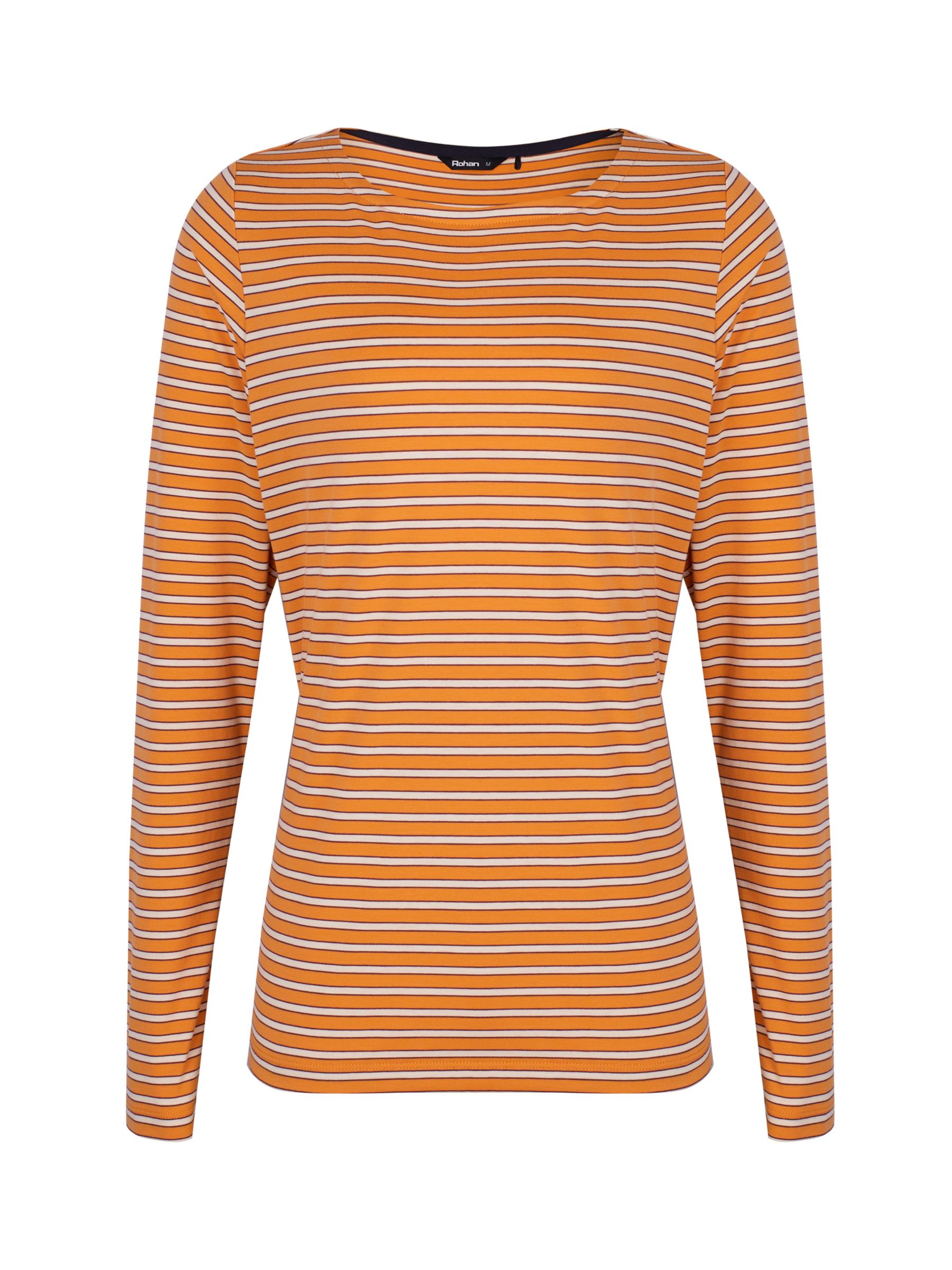 Rohan Shoreline Long Sleeve Top, Sunset Orange/Ecru, XS