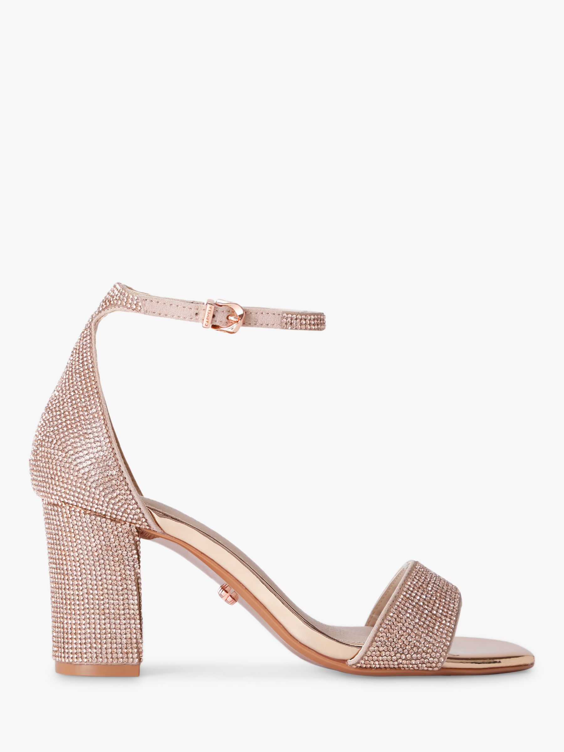 Carvela Shine Block Heel Sandals, Gold, 3