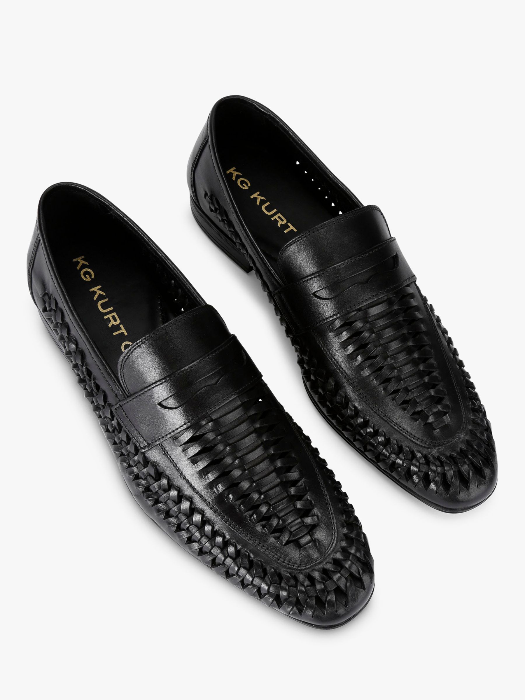 KG Kurt Geiger Fraser Leather Woven Loafers, Black, 6