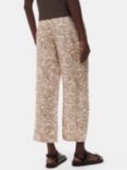 Whistles Palm Print Linen Blend Cropped Trousers, Ivory/Multi