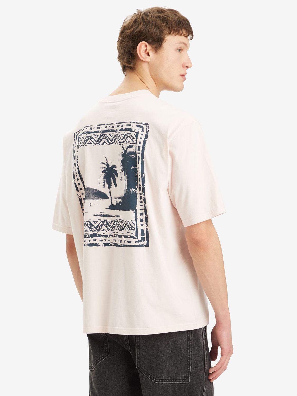 Levi's Graphic Palm Back Print Half Sleeve T-Shirt, Pink, S