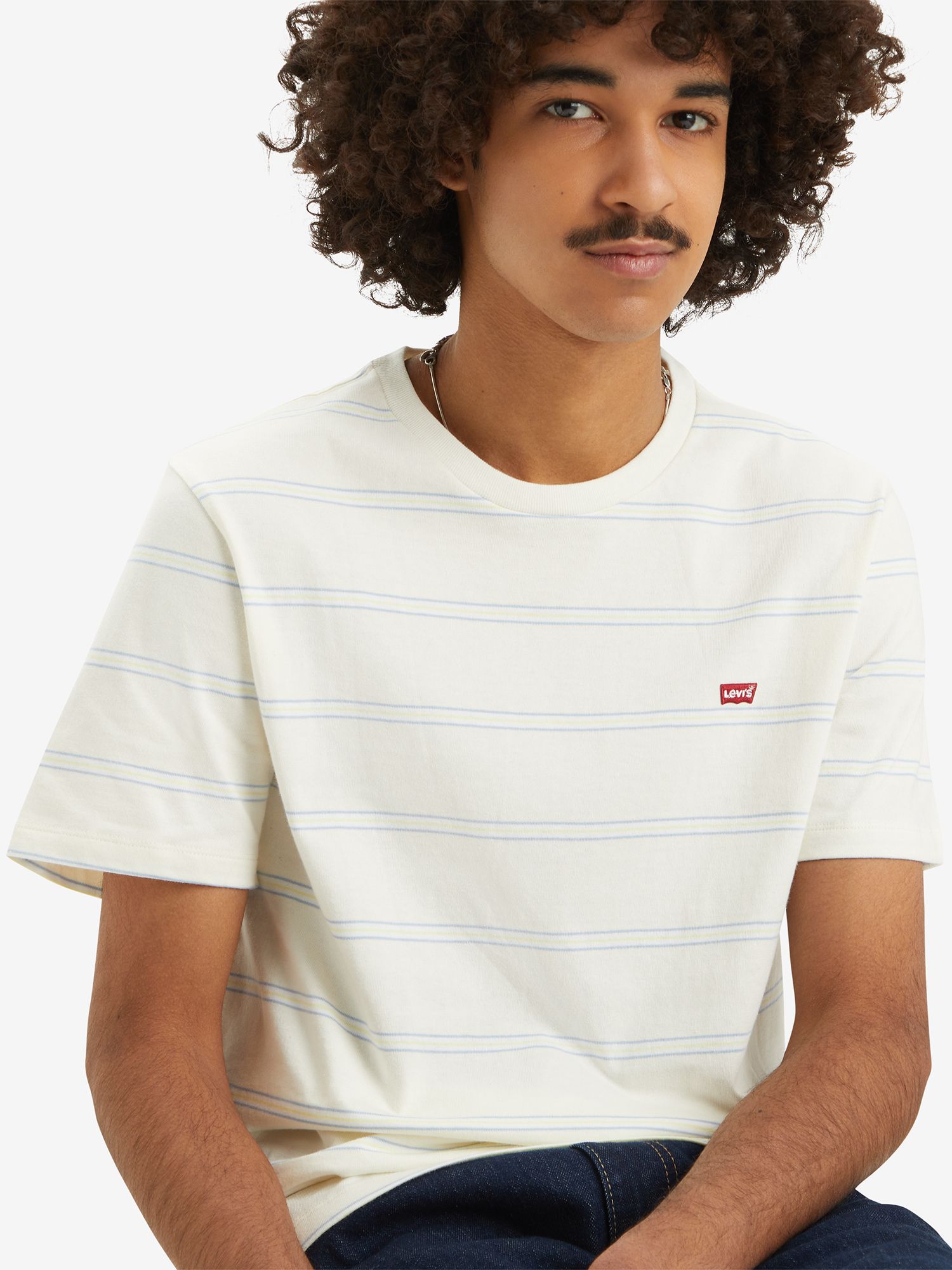 Levi's Original Housemark Seaside Stripe T-Shirt, Egret, S
