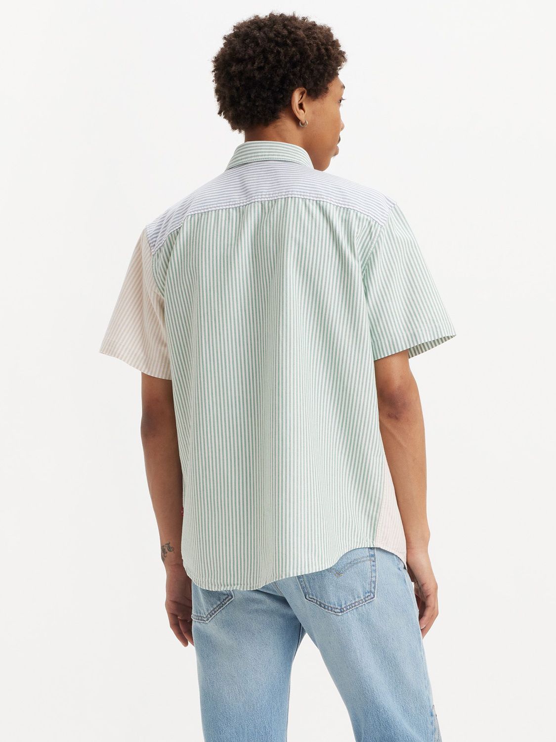 Buy Levi's Authentic Stripe Button Down Short Sleeve Shirt, White/Multi Online at johnlewis.com