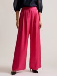 Ted Baker Teerut Satin Wide Leg Trousers, Pink Hot