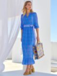 Aspiga Maeve Floral Print Contrast Belt Maxi Dress, Blue/Multi