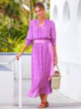 Aspiga Maeve Floral Print Contrast Belt Maxi Dress, Pink/Multi