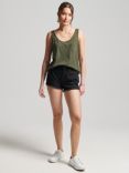 Superdry Organic Cotton Studios High Rise Denim Shorts, Black