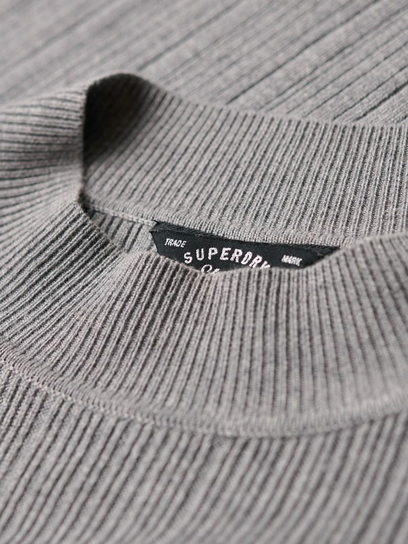 Superdry Linen Blend Backless Bodycon Midi Dress, Grey Marl, 12