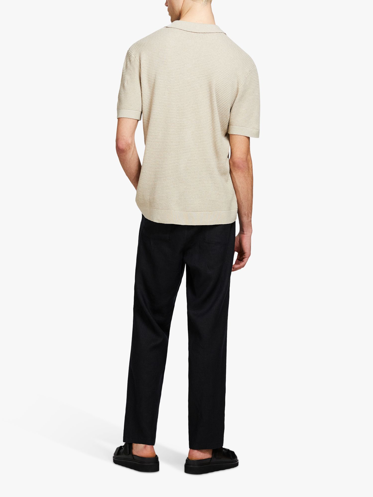 Buy SISLEY Knitted Linen Blend Polo Shirt Online at johnlewis.com