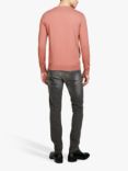 SISLEY Slim Fit Crew Neck Cotton Blend Jumper, Salmon