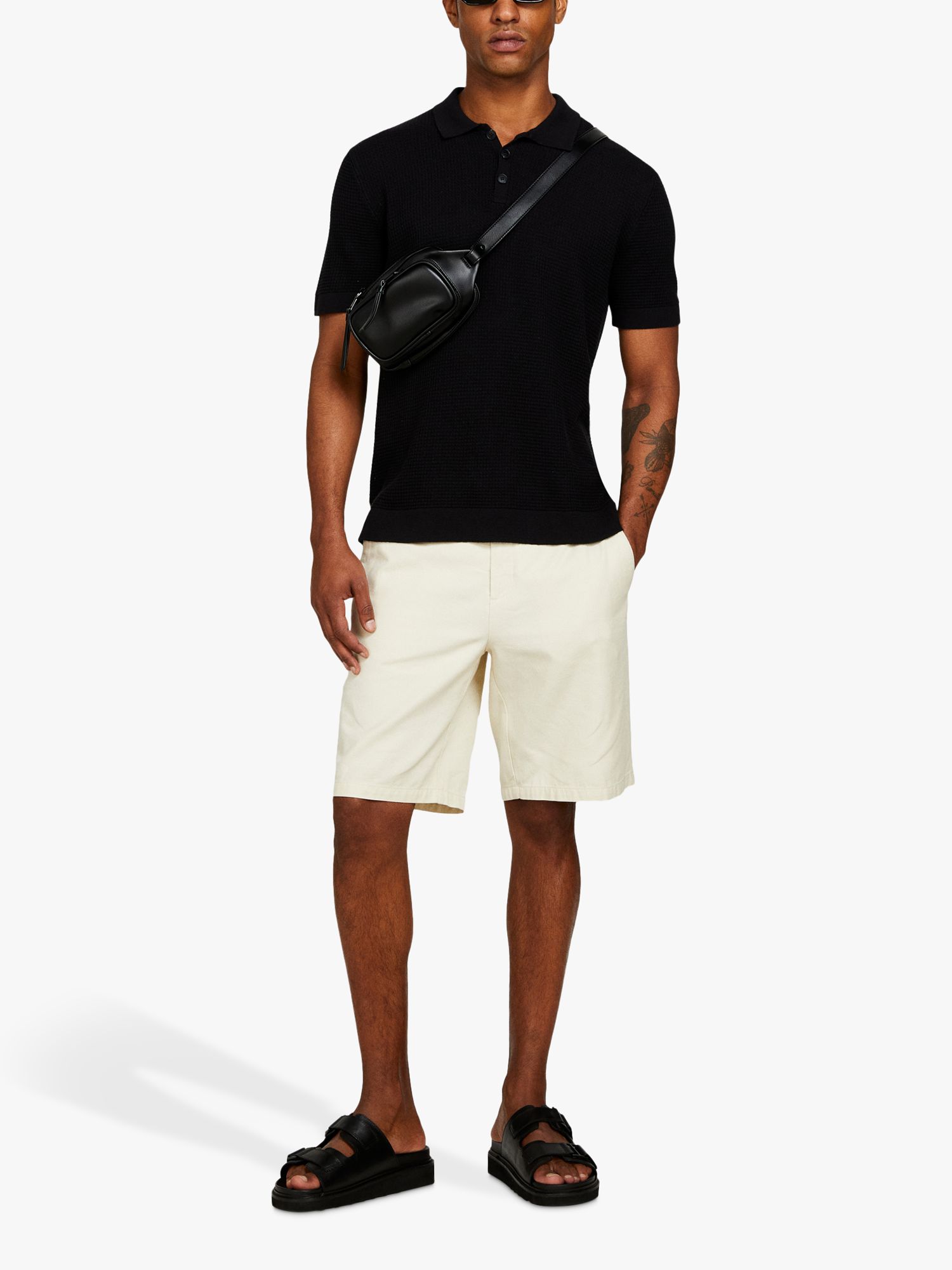 Buy SISLEY Knitted Linen Blend Polo Shirt Online at johnlewis.com