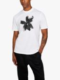 SISLEY Organic Ribbed Crew Neck Cotton T-Shirt, White/Black