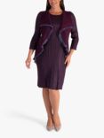 chesca Pleat Plisse Mock Jacket Dress, Damson