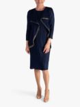 chesca Pleat Plisse Mock Jacket Dress, Navy