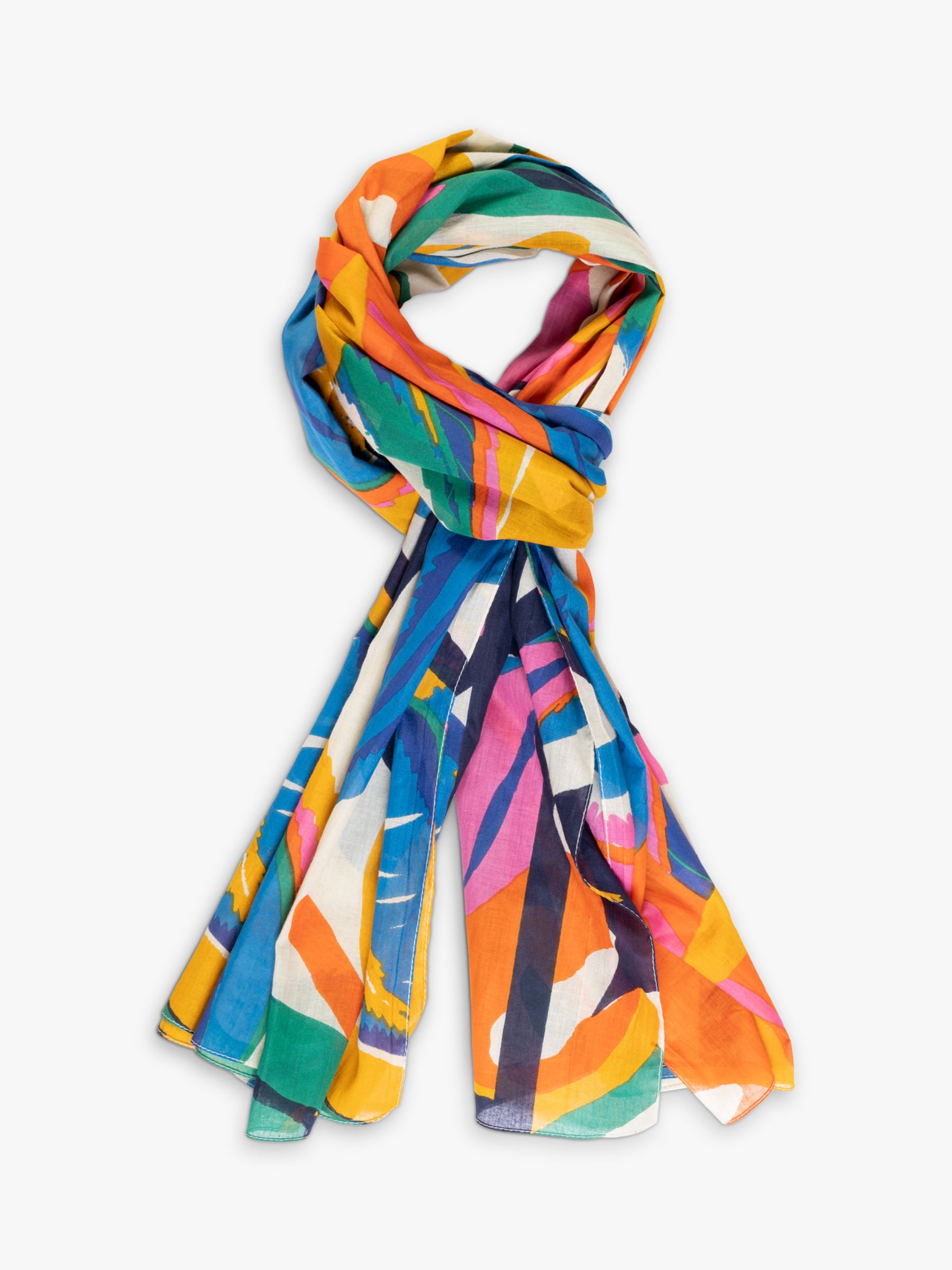 chesca Tropical Leaf Print Scarf, Multi