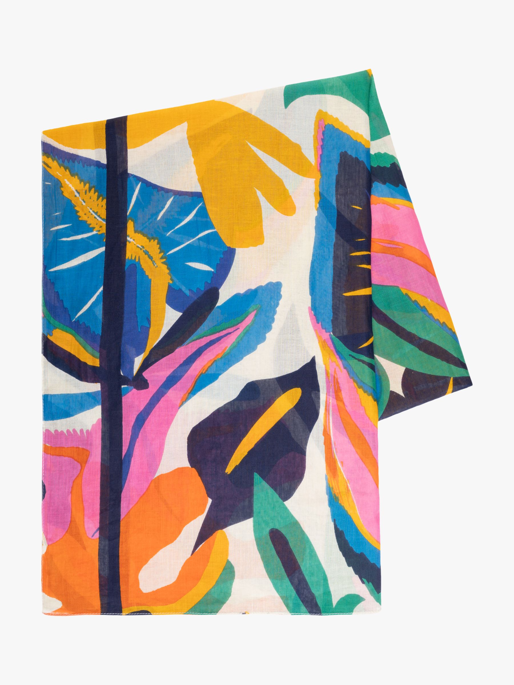 chesca Tropical Leaf Print Scarf, Multi