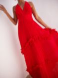 Ro&Zo Sienna Pleated Frill Maxi Dress, Red