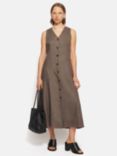 Jigsaw Linen Waistcoat Midi Dress, Brown