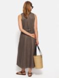 Jigsaw Linen Waistcoat Midi Dress, Brown