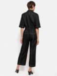 Jigsaw Contrast Stitch Linen Jumpsuit, Black