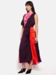 Jigsaw Cowl Neck Colour Block Midi Dress, Purple/Multi