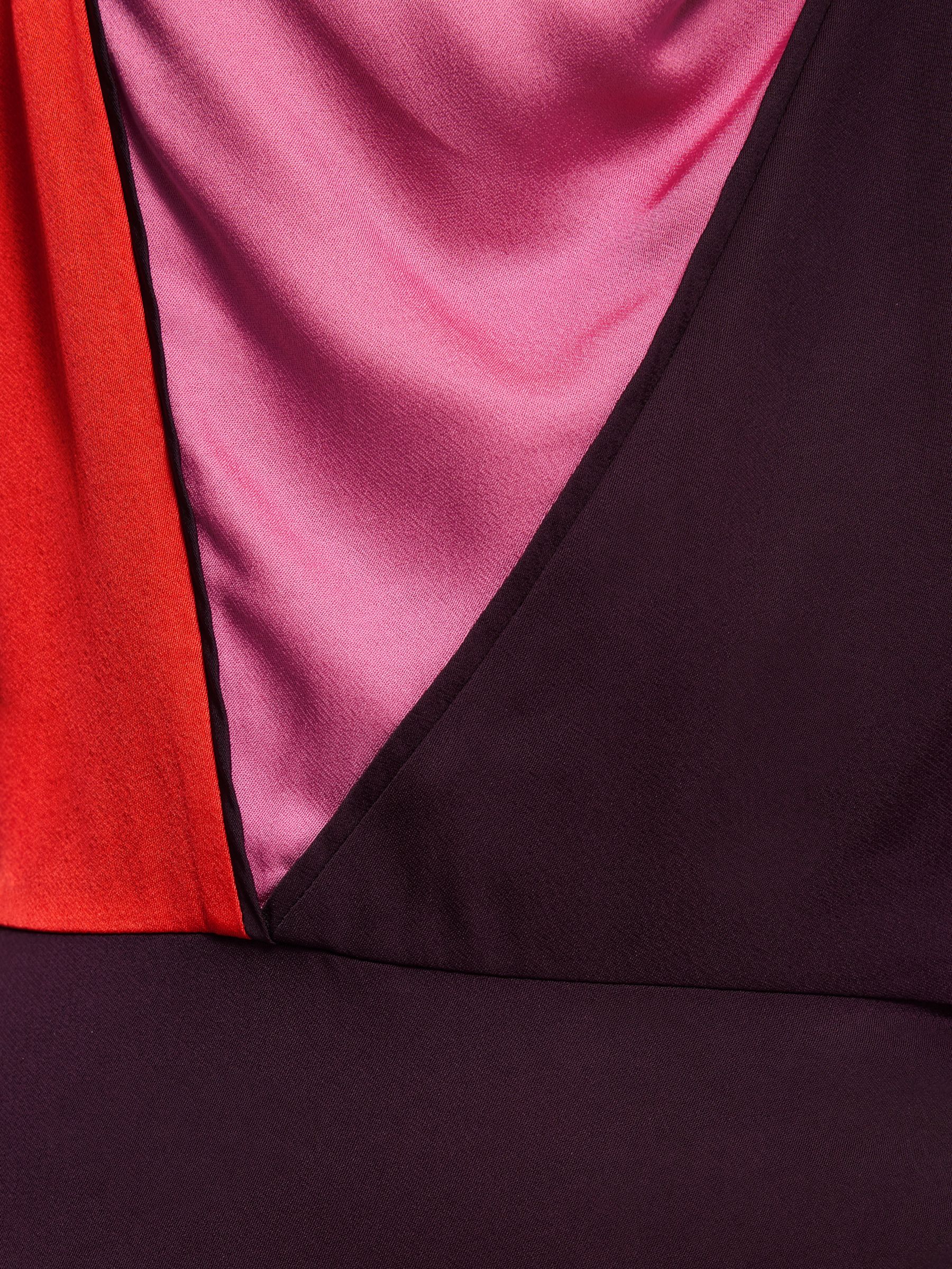 Jigsaw Cowl Neck Colour Block Midi Dress, Purple/Multi, 6