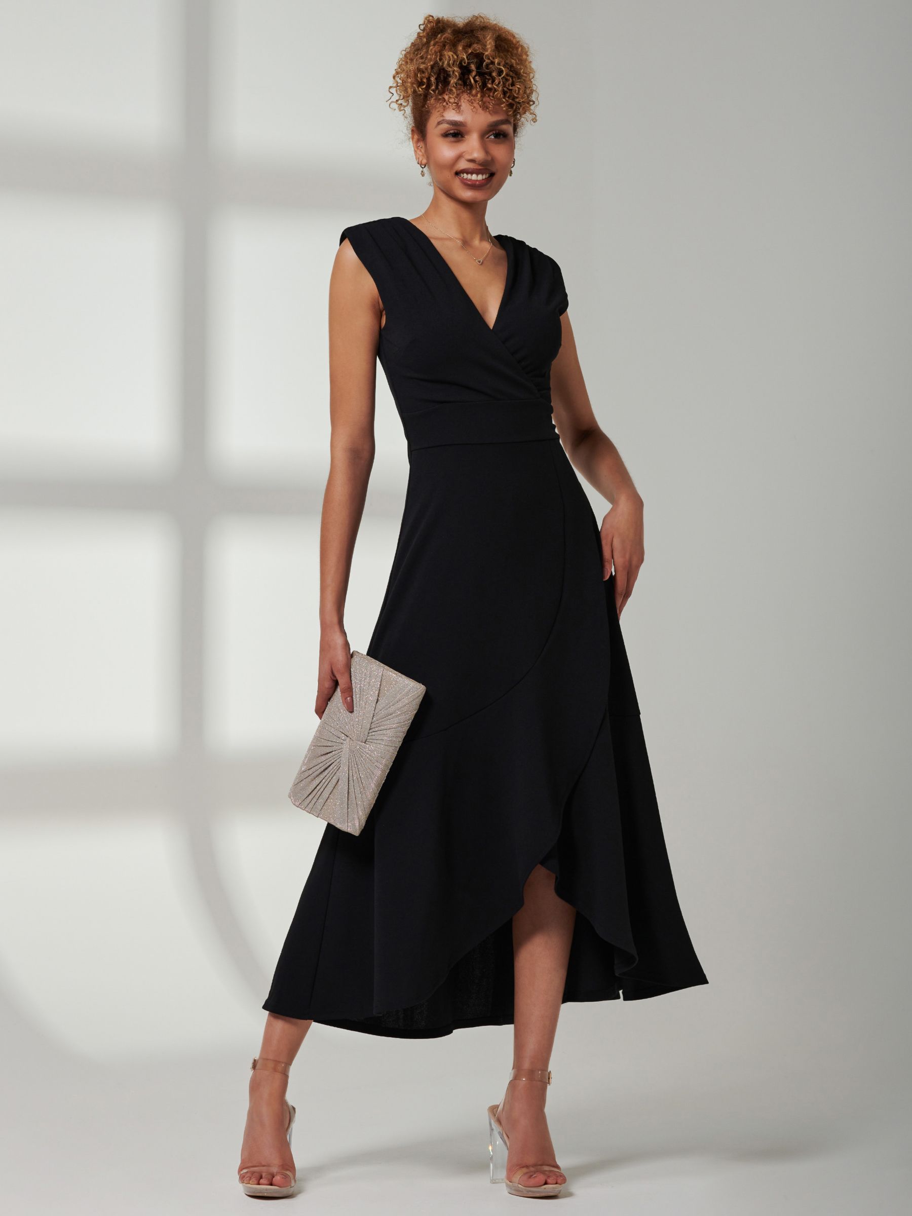Jolie Moi Preslie Wrap Midi Dress, Black, 8