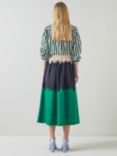 L.K.Bennett Dora Colour Block Midi Skirt, Green/Multi, Green/Multi
