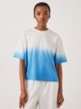 HUSH Alicia Ombre Boxy T-Shirt, White/Blue