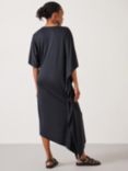 HUSH Willow Asymmetric Draped Midi Dress, Black