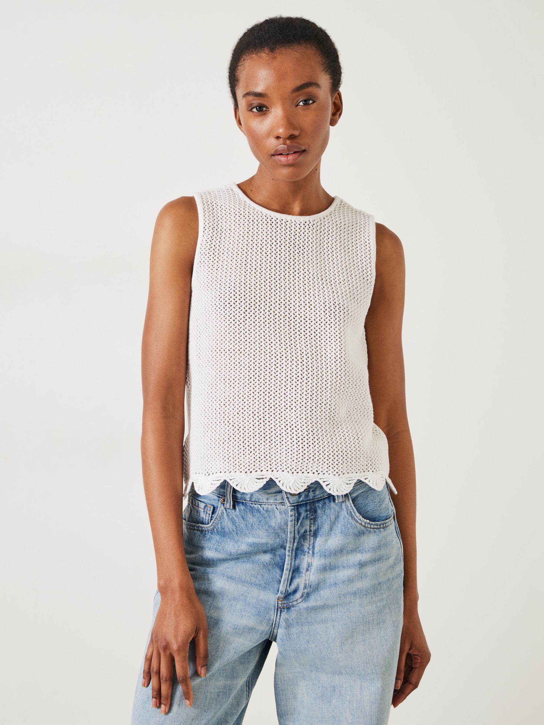 HUSH Adelina Crochet Scallop Cotton Tank Tops