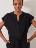 HUSH Kendall Short Sleeve Cotton Jumpsuit, Black