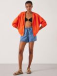 HUSH Tania Textured Zip Hoodie, Bright Orange
