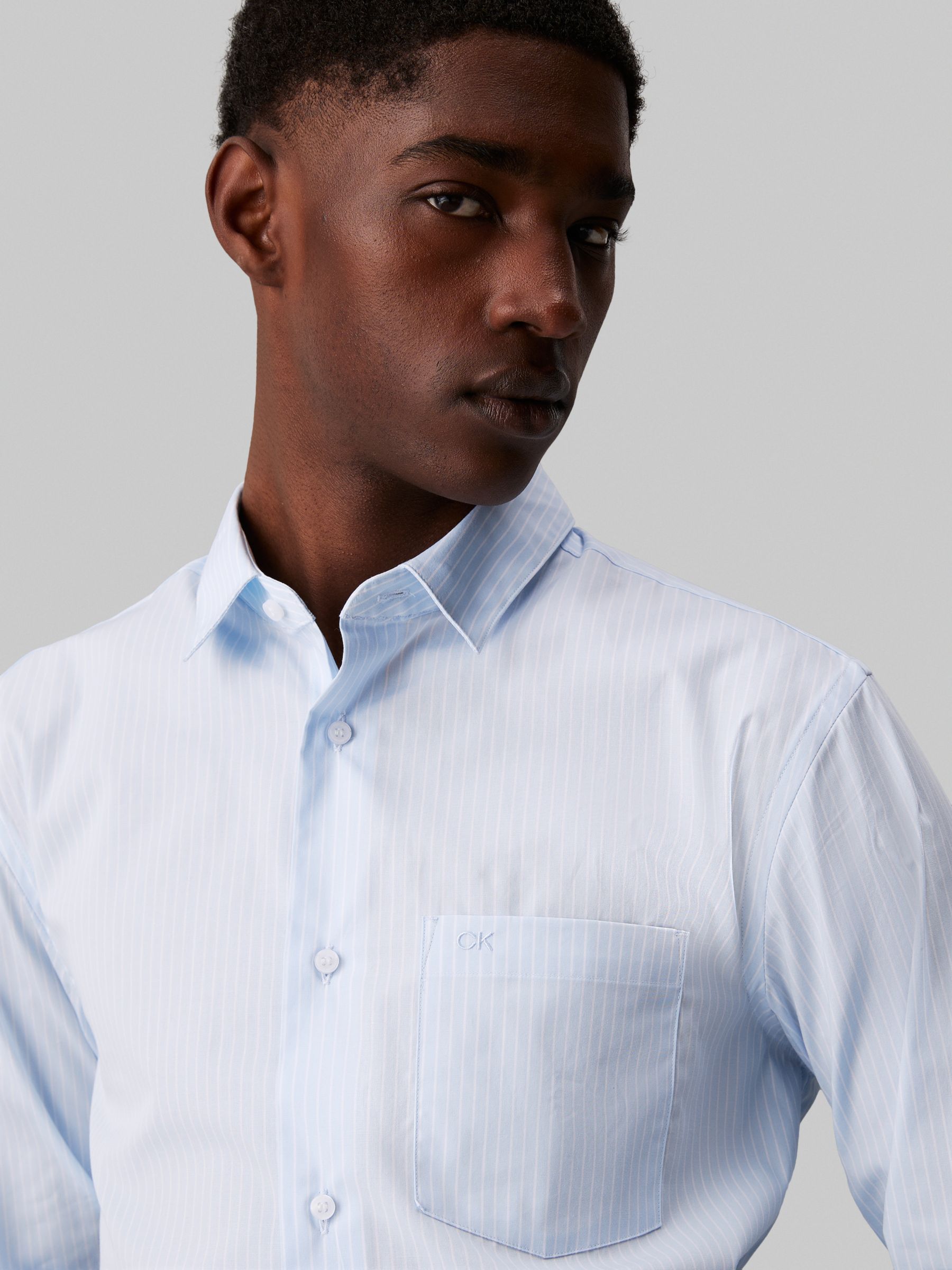 Calvin Klein Poplin Stretch Cotton Shirt, Blue